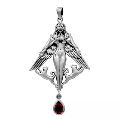 Sterling Silver Freya Pendant With Garnet By Dryad Design Norse Asatru Goddess • $89.99