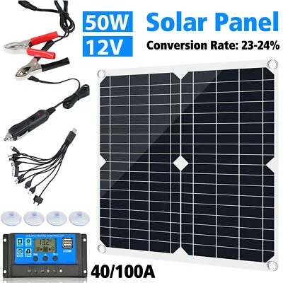 100A/40A 50W Solar Panel Kit Battery Charger Controller For Car Van Caravan Boat • £15.99