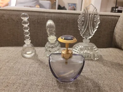 Lot Of 4 Vintage Empty Perfume Bottles Home Decor Glass • $35