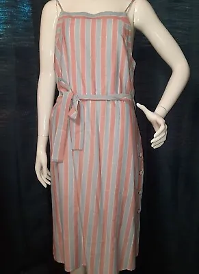 New! Miao Womens Pink & Blue Striped Side Button Tie Waist Dress Size Medium • $17.99