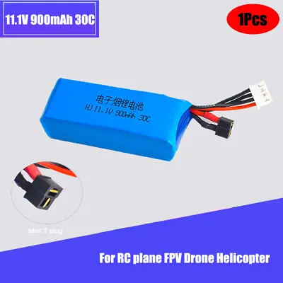 11.1V 900mAh Li-PO Battery Mini T-plug For DNA250 TI200 DR200 RC Helicopter FPV • $18.99