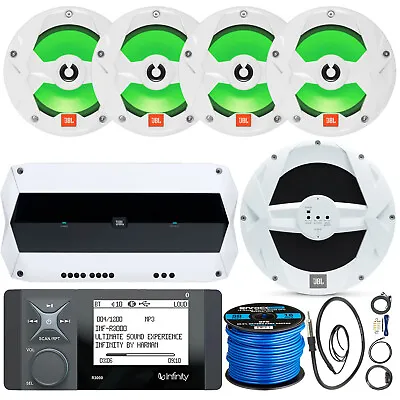 Bluetooth Radio 4x 6.5  White LED Speaker 10  Powered Sub Amp Install Kit • $933.49