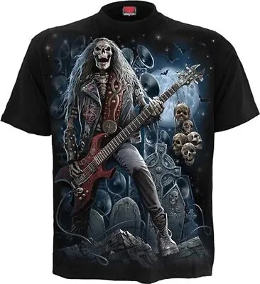 Grim Rocker Mens T-Shirt By Spiral Direct Reaper Rock Music Heavy Metal • $19.88