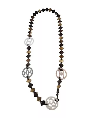 $615.51 • Buy $700 Auth Hermes Deva H Logo Lacquer Horn Long Costume Fashion Pendant Necklace