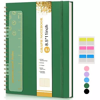 Graph Paper Notebook Spiral Notebook Journal 8.5” X 11” A4 Large Grid Noteb... • $19.21