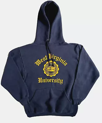 VTG Velva Sheen Blue West Virginia University 50/50 Hoodie Sweatshirt 70s 80s • $34.99