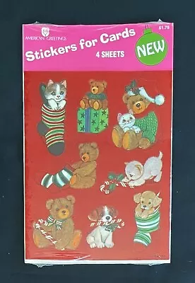 Vintage American Greetings Holiday Theme Animal Stickers 4 Sheets FACTORY SEALED • $8.99