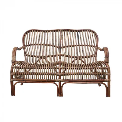 SEVILLE RATTAN TWO SEATER ANTIQUE LOUNGE Vintage Brown Finish RRP $649.00 • $455
