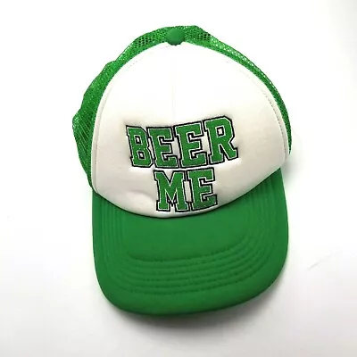 Beer Me Funny Novelty Hat Cap Green Adult Used Mesh Snapback G9D • $8.99