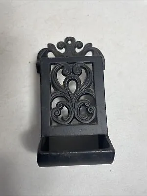 Vintage Wall Cast Iron Match Box Holder/Dispenser Black • $11.24