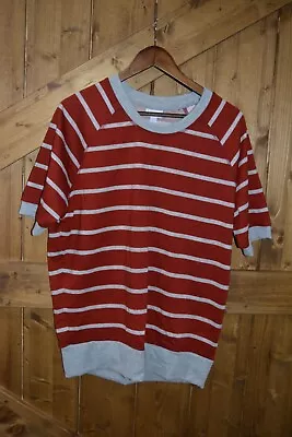 LuLaRoe Women Size Large Jane  Short Sleeved Sweatshirt Maroon Gray Stripes NWT • $17.25