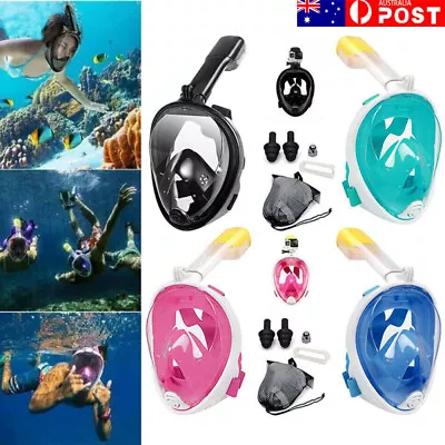 $10.79 • Buy Snorkel Face Mask Swimming Scuba Set Full Anti-Fog Diving For Gopro Kid Adult