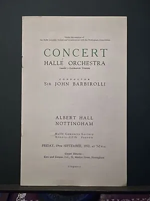 1952 Halle Orchestra Sir John Barbirolli Nottingham Programme • £7.50