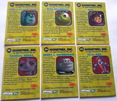 Disney Monsters Inc Mystery Monster Door Cards (Set Of 6)  (Topps USA 2001) • $5.68