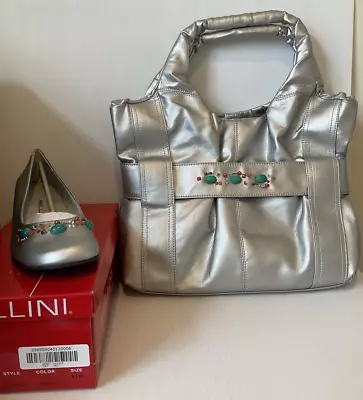 12M Bellini Shoes And Bellini Purse Silver With Beads Matching Set  New • $45.99