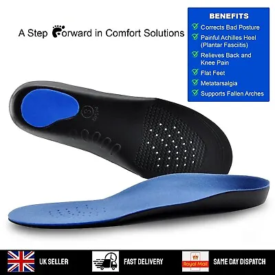 Orthotic Insoles For Arch Support Plantar Fasciitis Flat Feet Back & Heel Pain • £4.48