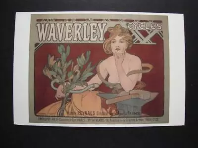 Railfans2 690) Postcard Waverley Cycles Paris France Velorama Alphonse Mucha • $4.95