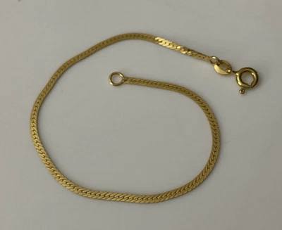 £85 • Buy Vintage Hallmarked 9ct 9k Yellow Gold Delicate Herringbone Chain Bracelet  7”