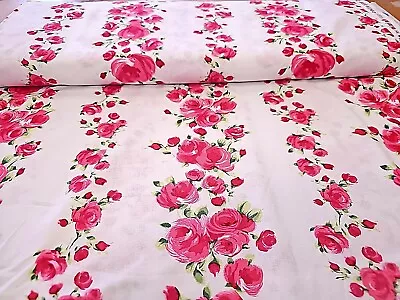 Michael Miller Charmong Cotton Fabric Floral  Rose Stripe By The Yard   • $9.99