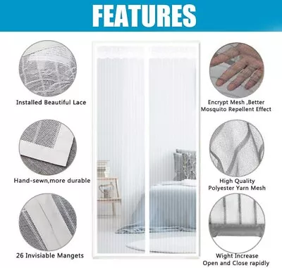 Reinforced Magnetic Window Screen Mesh Curtain With Magnets 35  X 78  Inch White • $23.99