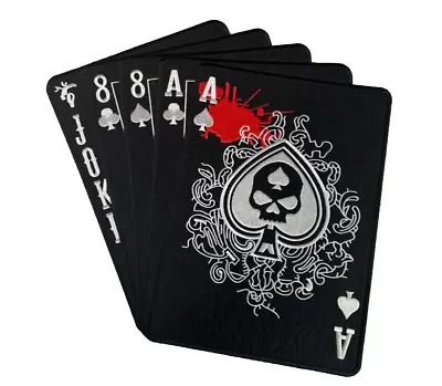 Dead Mans Hand Large Back Biker Iron On Patch 12x11 Inch • $9.99