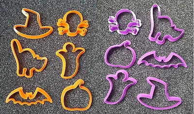 6pc Halloween Cookie Cake Moulds Molds Cutters Bat Pumpkin Cat Ghost Hat Skull  • £4.50