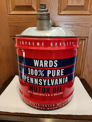 $86 • Buy Vintage WARDS 100% Pure Pennsylvania MOTOR OIL 5 Gallon Metal Can NICE