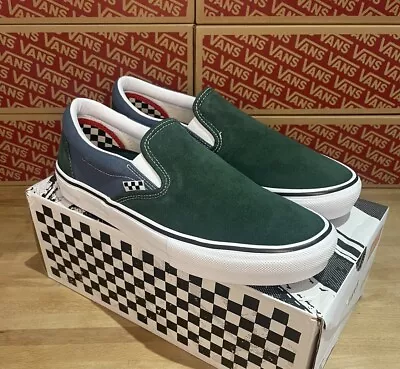 Vans Skate Slip-On Iconic Shoes - Green - UK Size 9 - Brand New In Box • £49.99