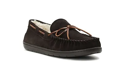 George Men's Chocolate Brown Genuine Suede Trapper Moccasin Slippers Shoes: S-XL • $23.99