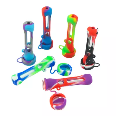 $10.99 • Buy Silicone Glass Chillum Pipe With A Lid Random Color 