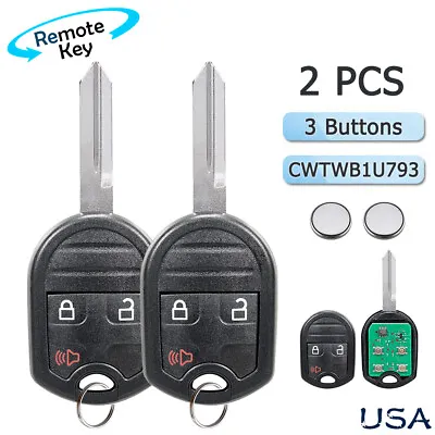 $16.69 • Buy 2 For 2011-2014 Ford F150 Remote Head Key Fob 3 Button CWTWB1U793 + 4D63 80-Bit