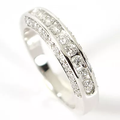 14K White Gold Channel Set Band With Diamond Sides 33 Natural Diamonds 0.75 Ctw • $1012.30