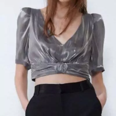 Zara L NWT Metallic Effect Crop Top Medium • $20