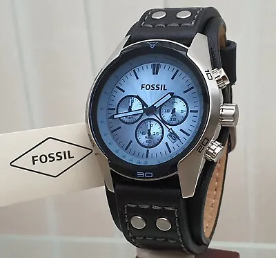 New FOSSIL Mens Watch Black Cuff Coachman Chronograph RRP£189 Gift For Him (F13 • $136.95