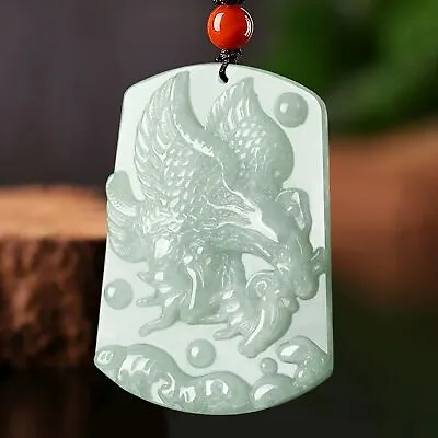 Natural Grade A Jade Jadeite Men Women Gift Lucky Craved Eagle Pendant  • £19.98