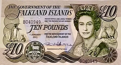 Falkland Islands £10 Banknote Unc Issued 2011 Collectible Pp556 • £36.33