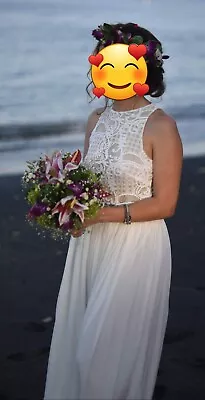 $800 • Buy White Meadow Wedding Dress Boho Separate Skirt Top Size 10