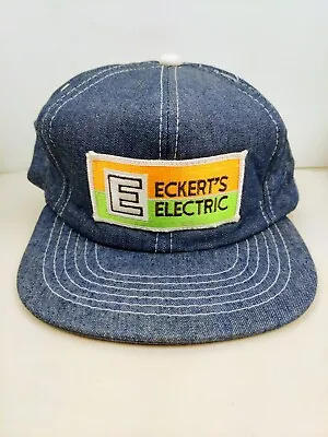 Vtg DENIM Eckerts Electric Patch Trucker Hat Snapback Cap Vintage • $29