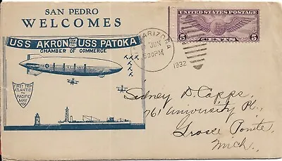 USS Arizona BB-39 To Grose Pointe MI 1932 Welcome USS Akron/USS Patoka (N7720) • $30