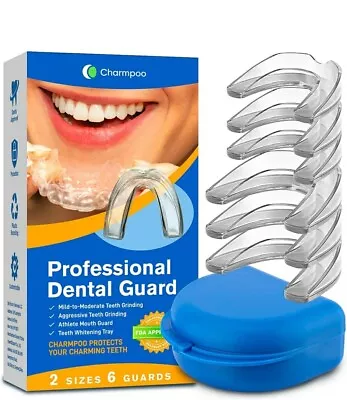 CHARMPOO PROFESSIONAL DENTAL GUARD 2 SIZES 6 GUARDS USA Clenching Teeth At Night • $13.99