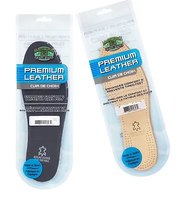 Moneysworth & Best Premium Full Leather Insoles Inserts Tan/Black W/M Sizes 6-12 • $13.99