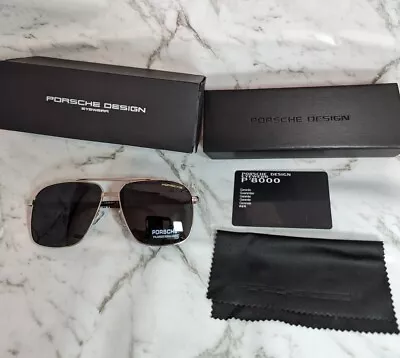 Porsche Design Sunglasses Black And Silver Luxury Aviator Style • $90