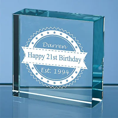 £10.99 • Buy Personalised Engraved Glass Jade Glass Block Birthday Gifts,65th 70th 75th Gifts