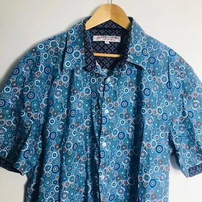 John Lennon By English Laundry Men's Size 3XL Blue Short Sleeve Shirt  • $32.38