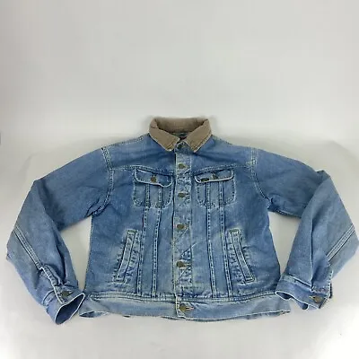 Vintage Lee Storm Rider Denim Jacket Blue Size M Blanket Flannel Lined USA Made • $89.97