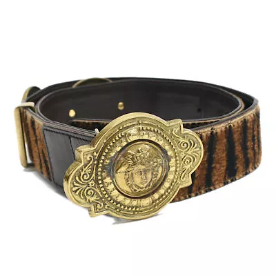 GIANNI VERSACE Medusa Buckle Belts Animal Pattern Unborn Calf Leather U01T • $444.84