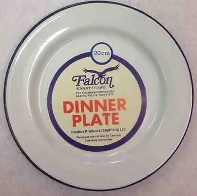 Falcon Enamel Dinner Plate - Traditional White 20cm - Camping Caravan • £6.50