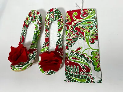 NEW Vera Bradley Slippers Floral Women Size Large 9-10 Green Red White • $24.99