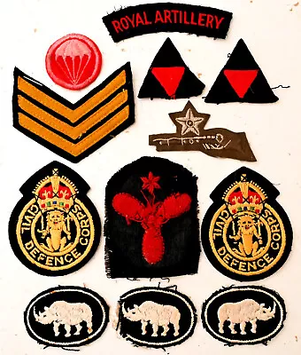 Lot Military Patches Formation Signs Civil Defence Cloth Badges King's Crown • £4.99