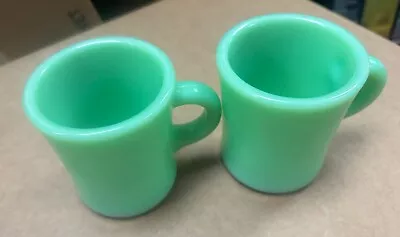 Vintage FIRE KING JADEITE MUGS Heavy Over 1 Lb GLASS WARE C HANDLE COFFEE CUPS • $45